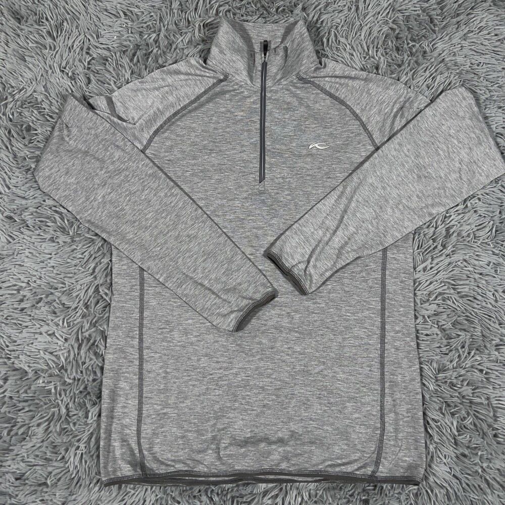 Kjus Medium 52 Gray Trace Half Zip Golf Performance Midlayer Pullover Logo Mens